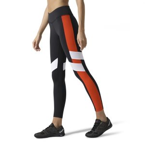 Legginsy Damskie Reebok Lux - Colour Block Czarne PL 53ODKCA